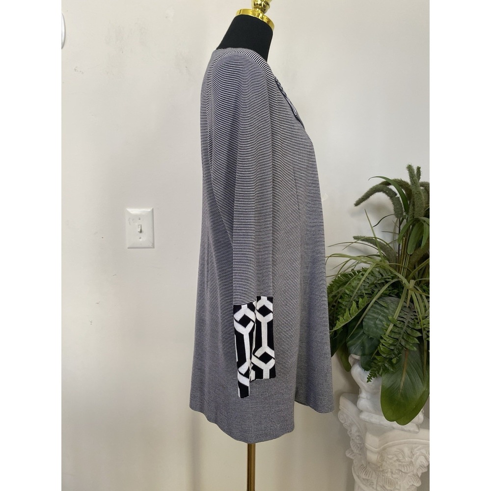 Misook Black White Striped Geometric Knit Blazer Cardigan Jacket Size L $398 - Picture 5 of 8
